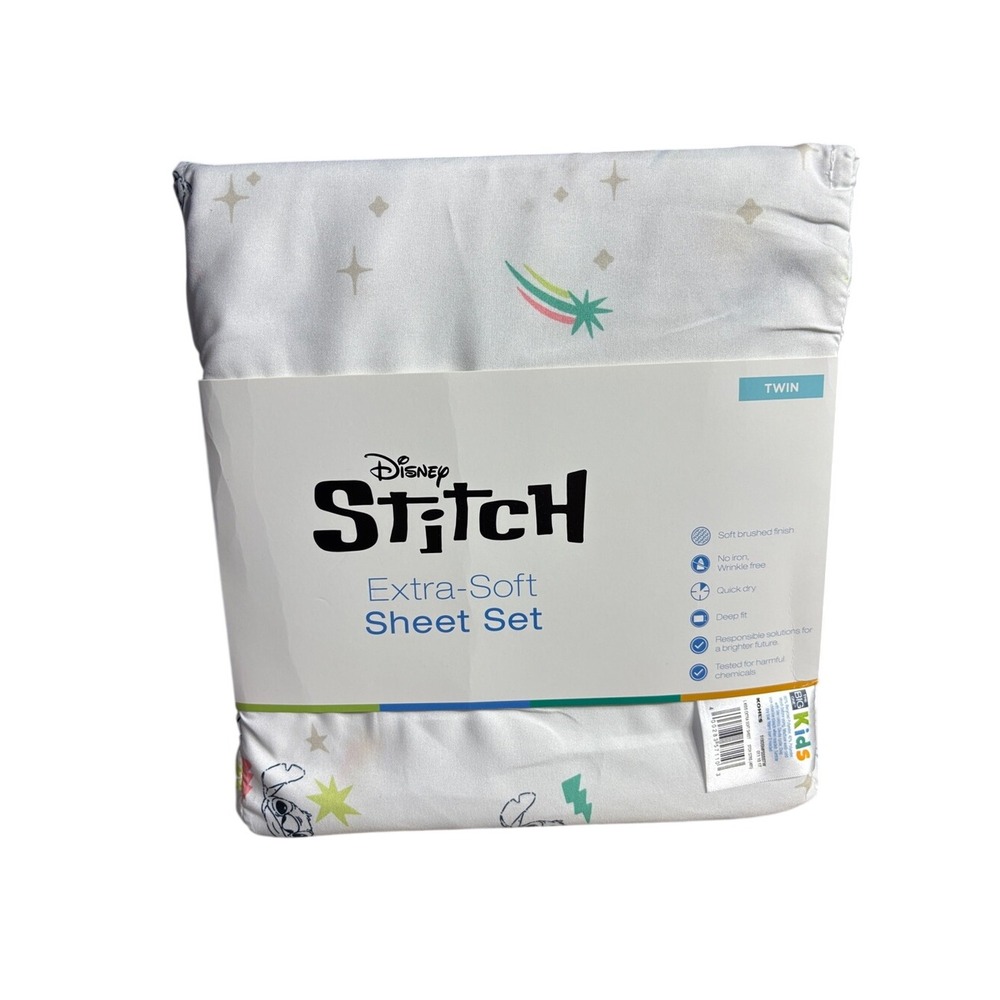 Disney "Stitch in Space" SZ Twin 3pc. Extra-Soft Sheet Set GIFT NEW